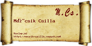 Mácsik Csilla névjegykártya